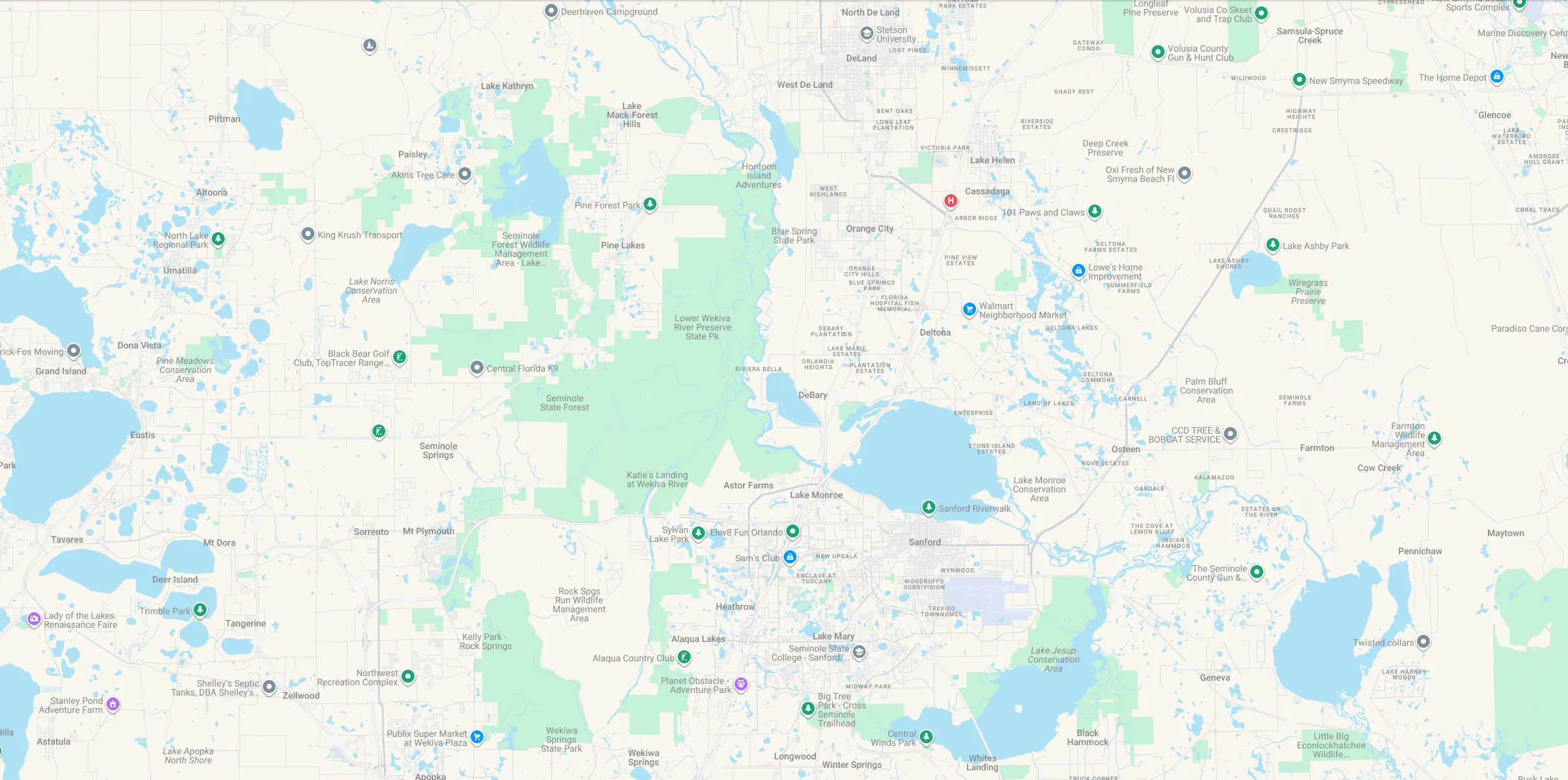 Service area map of West Volusia